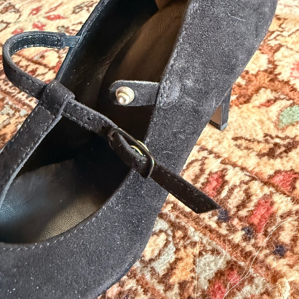 Paul Green Black Suede Women's T-Strap Heels - Picture 5 of 7